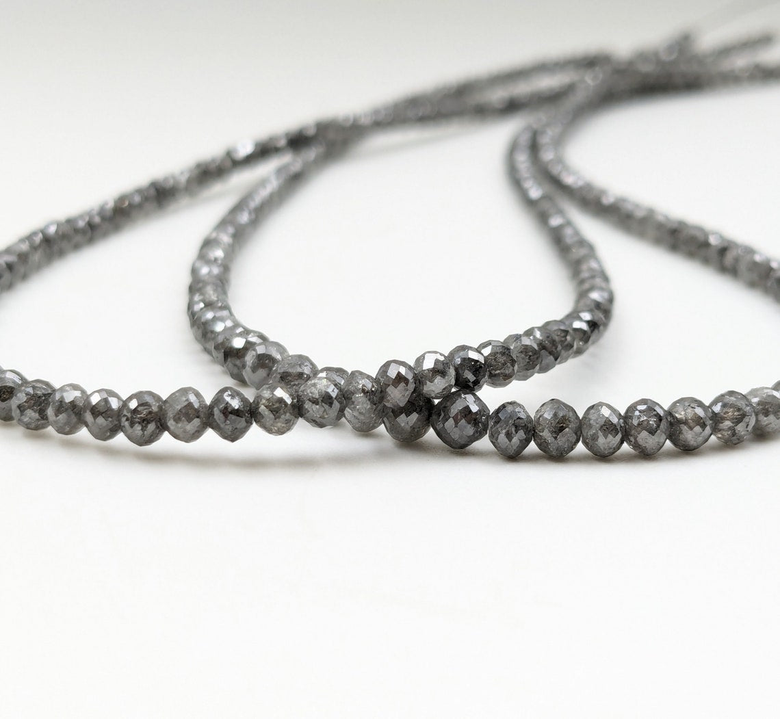 Gray Diamond Bead 100% Natural Grey Faceted Round Diamond Bead 3 - 4.5 mm Top Quality Faceted Gray Diamond Balls Personalized Jewelry