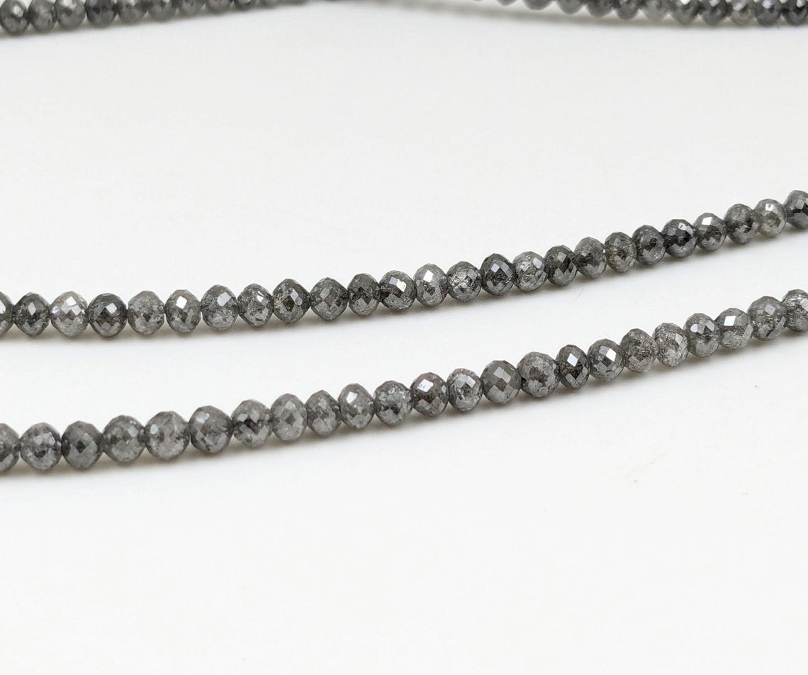 Gray Diamond Bead 100% Natural Grey Faceted Round Diamond Bead 3 - 4.5 mm Top Quality Faceted Gray Diamond Balls Personalized Jewelry