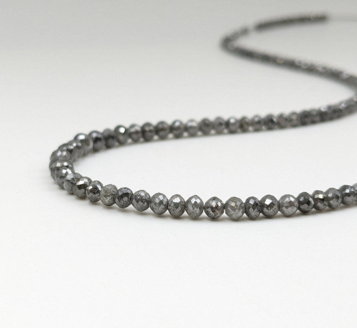 Gray Diamond Bead 100% Natural Grey Faceted Round Diamond Bead 3 - 4.5 mm Top Quality Faceted Gray Diamond Balls Personalized Jewelry