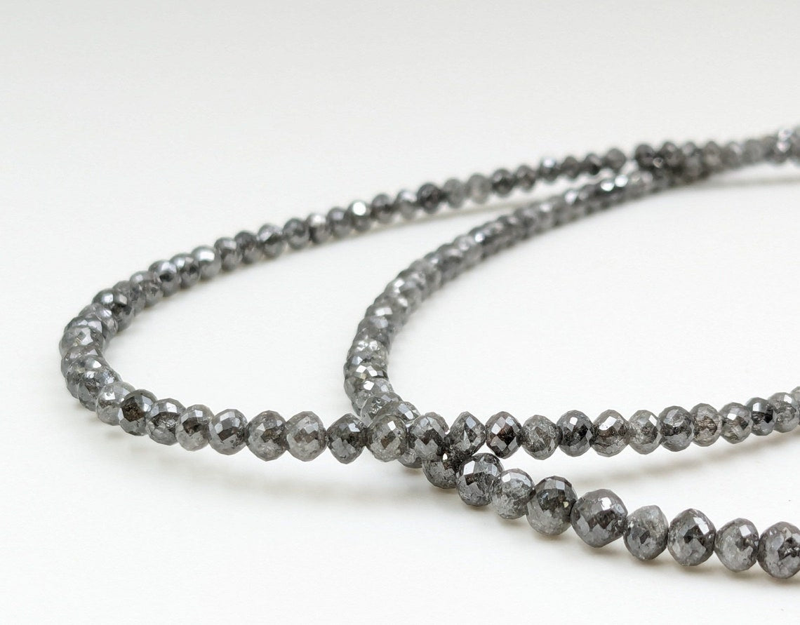 Gray Diamond Bead 100% Natural Grey Faceted Round Diamond Bead 3 - 4.5 mm Top Quality Faceted Gray Diamond Balls Personalized Jewelry