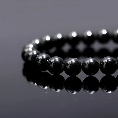 Black Tourmaline Handmade 8 mm Beaded Round Crystals Onyx 7 Inches  Bracelet