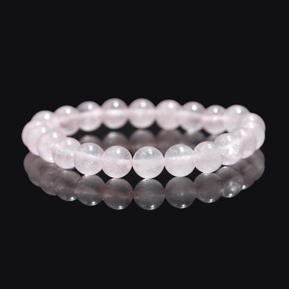 100% Natural Rose Quartz Bead 8 mm Stone Stretch 7 Inches Meditation Bracelet