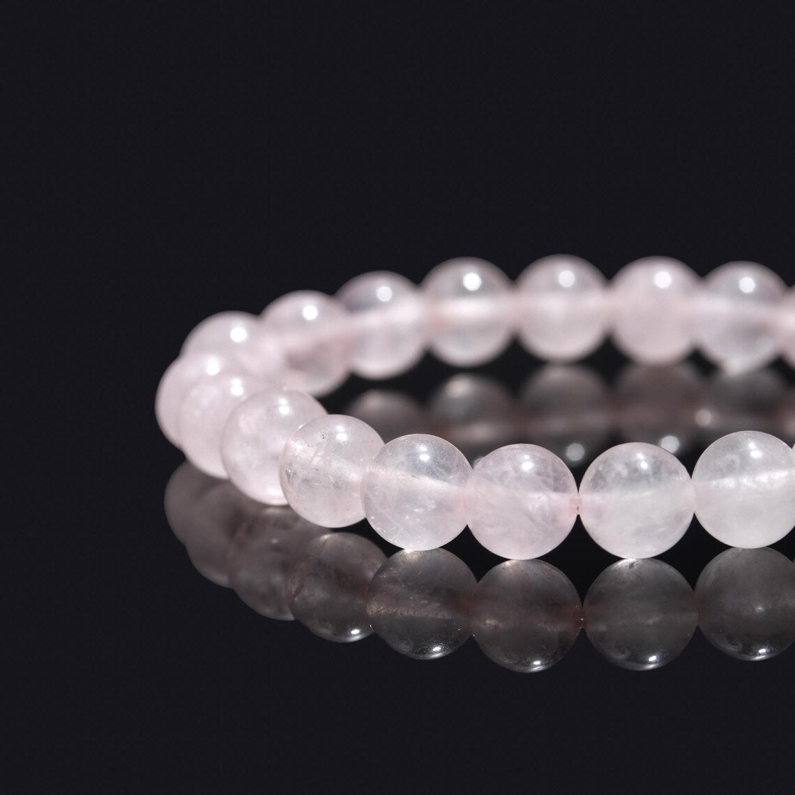 100% Natural Rose Quartz Bead 8 mm Stone Stretch 7 Inches Meditation Bracelet