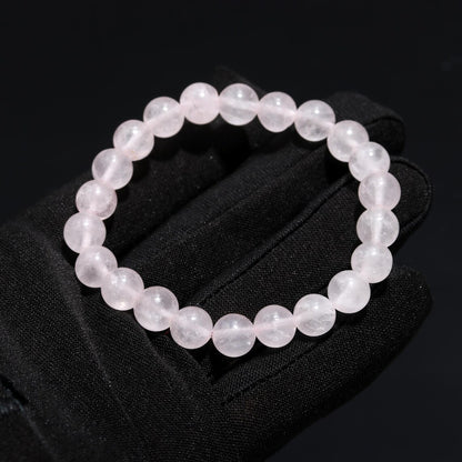 100% Natural Rose Quartz Bead 8 mm Stone Stretch 7 Inches Meditation Bracelet