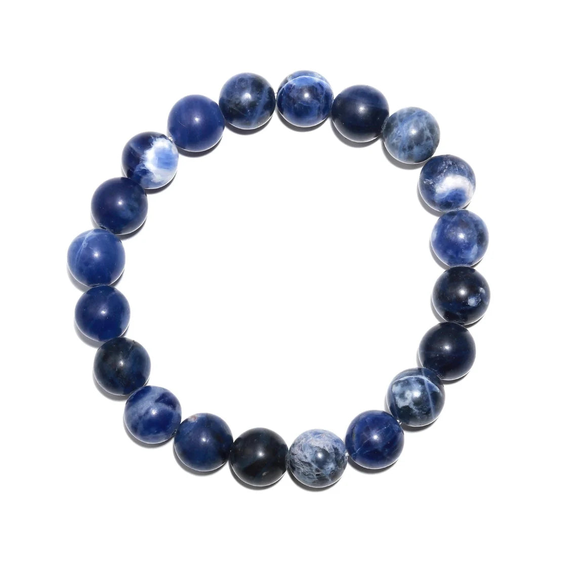 African Natural Blue Sodalite 8 mm Round Smooth 7 Inches Gemstone Bracelet