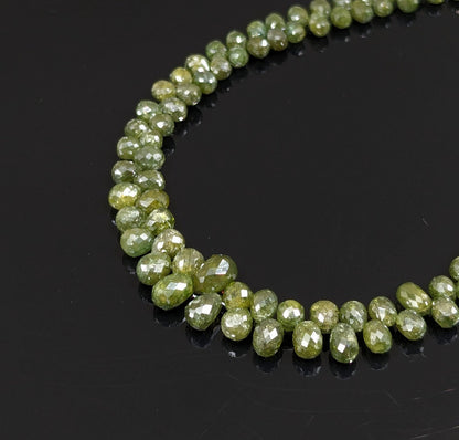 Green Diamond Faceted Bead Top Quality Faceted Briolette Diamond Beads Sparkling Tear Drop Shape Diamond Beads Personalized Jewelry