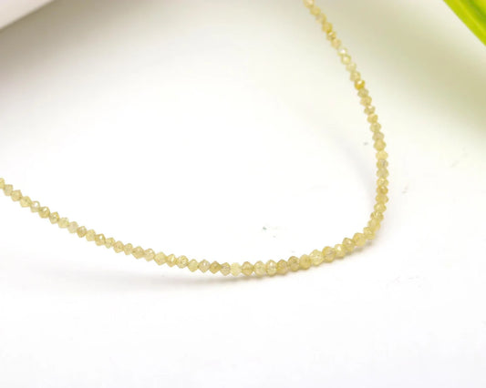 Yellow Diamond 925 Silver Faceted Bead 1.8 - 2.4 mm Faceted Rondelle 16 Inches Necklace