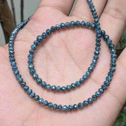 Blue Diamond Bead AAA+ Top Quality Blue diamond Faceted Round bead 3.5 - 4.5 mm sparkling Blue Diamond Bead necklace jewelry christmas gift