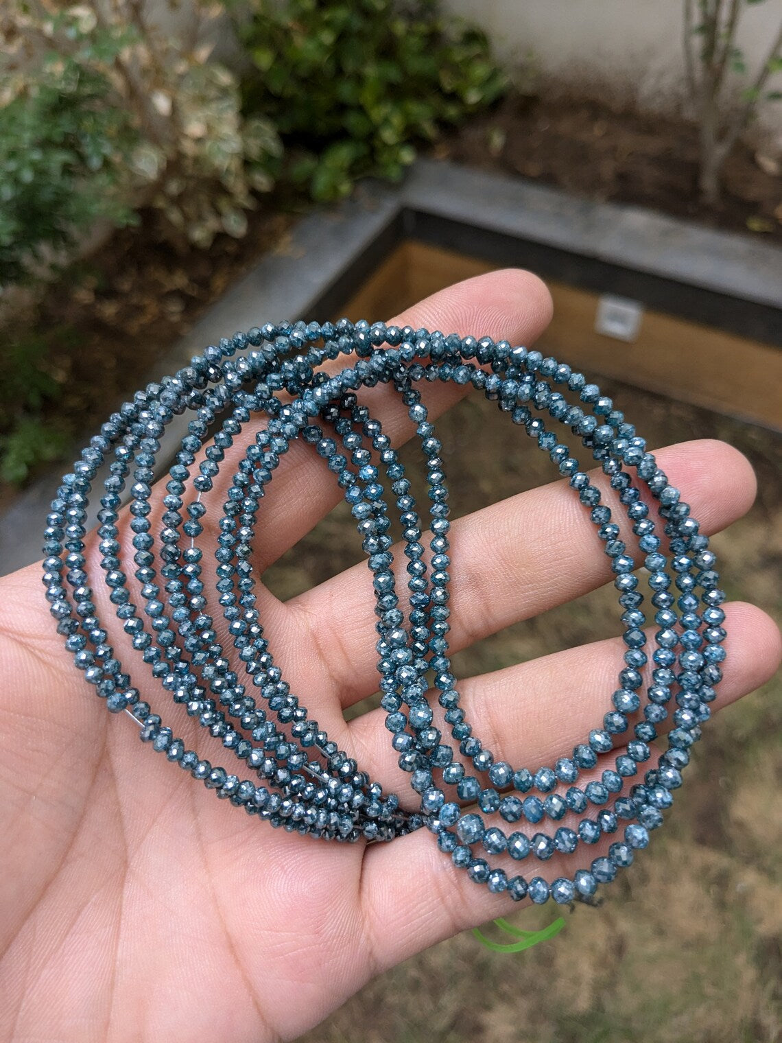 Blue Diamond Bead 100% Natural Blue Faceted Round Diamond Bead 3 - 4 mm Top Quality Faceted Blue Diamond Bead Blue diamond Necklace