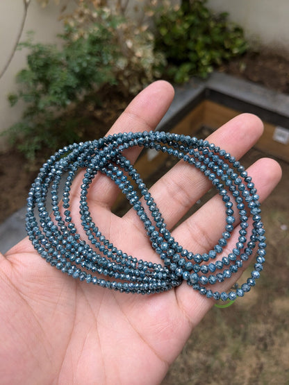 Blue Diamond Bead 100% Natural Blue Faceted Round Diamond Bead 3 - 4 mm Top Quality Faceted Blue Diamond Bead Blue diamond Necklace