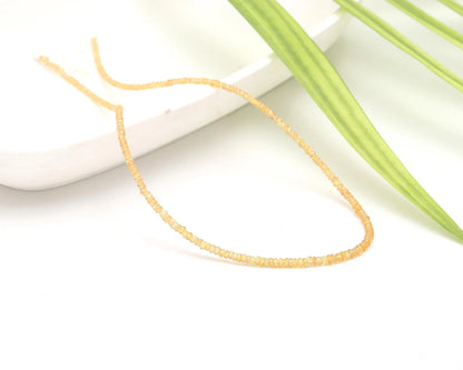 Yellow Sapphire Beads 2.5 - 3.5 mm Beaded Faceted Rondelle 925 Sterling Silver Necklace