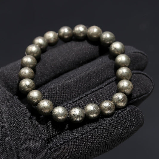 Pyrite Beads Genuine Natural Grade 8 mm Top Grade Round 7 Inches Bracelet