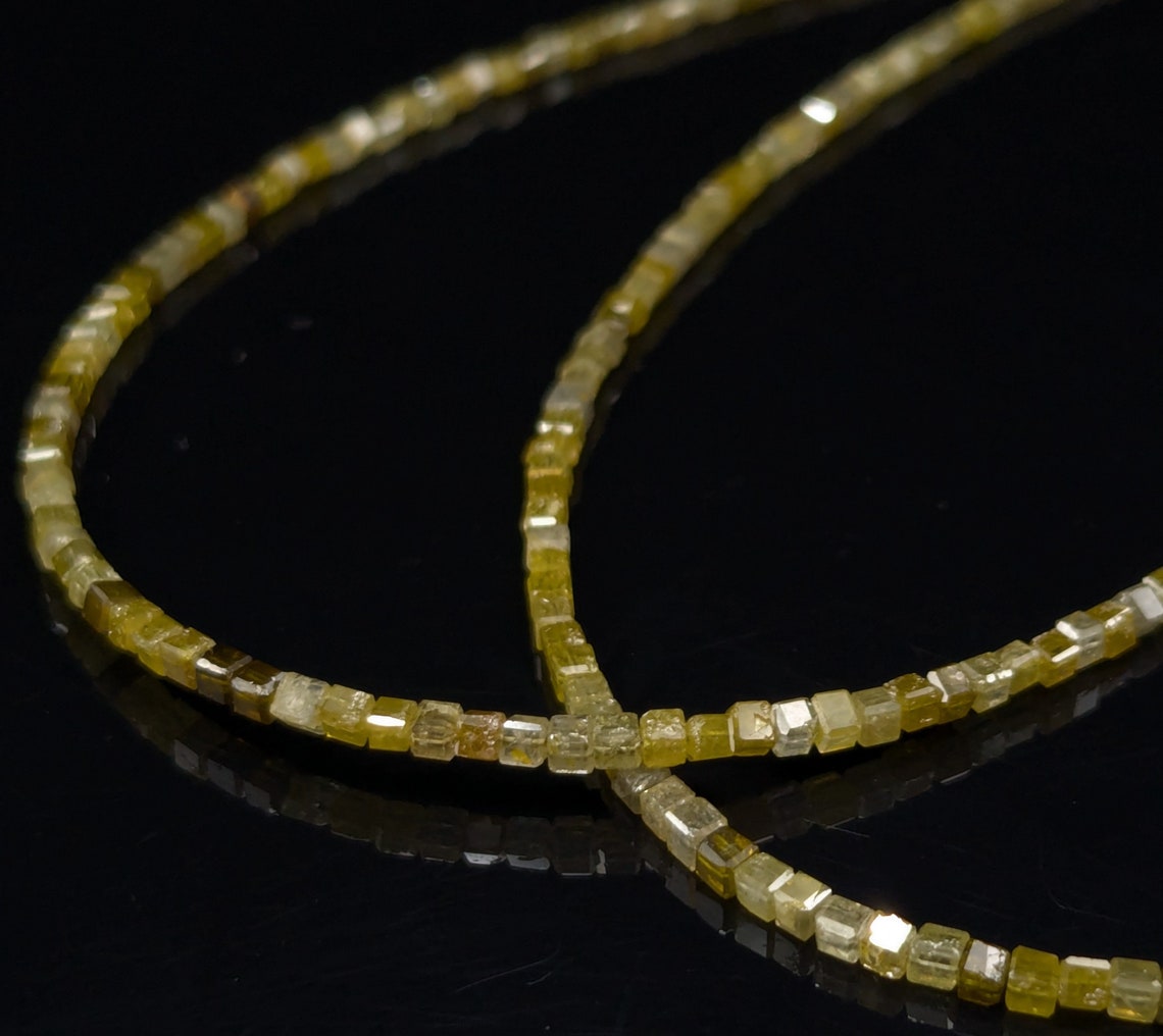 Sparkling Yellow Diamond Cube Bead Natural Multi Color Yellow Diamond Beads 1.5 - 2.5 mm Faceted Diamond Box Shape Beads