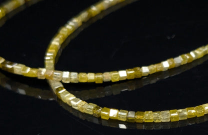 Sparkling Yellow Diamond Cube Bead Natural Multi Color Yellow Diamond Beads 1.5 - 2.5 mm Faceted Diamond Box Shape Beads