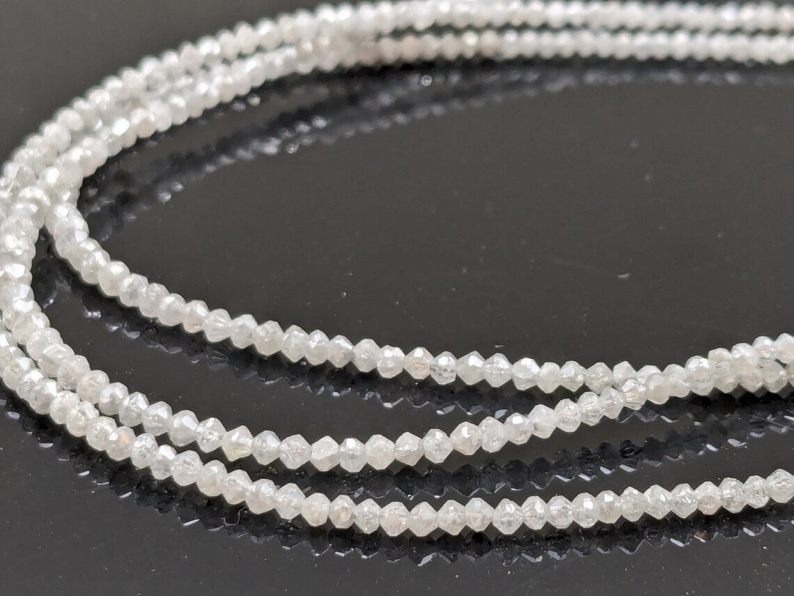 100% Natural White Diamond Bead 1.8 - 2.2 mm Snow White Faceted Rondelle White Diamond Bead Personalized Jewelry Birthday Gift