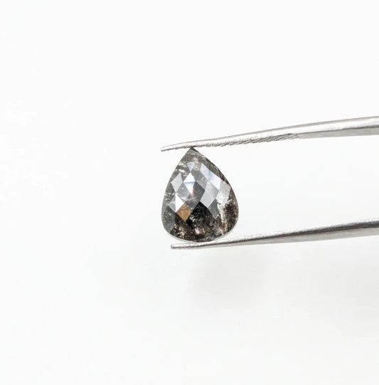 Loose Salt And Pepper Cut Diamond Faceted 8.6 x 10.6 mm Tear Drop Shape For Jewelry Making