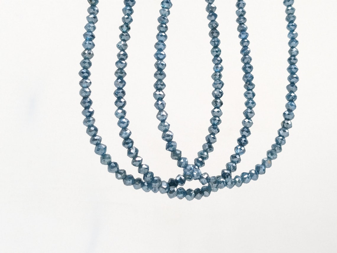 Elegant Blue Diamond bead 2.5 - 3.3 mm Super Top Quality Blue Diamond Faceted Rondelle Bead Diamond Necklace Diamond Jewelry Diamond Bead