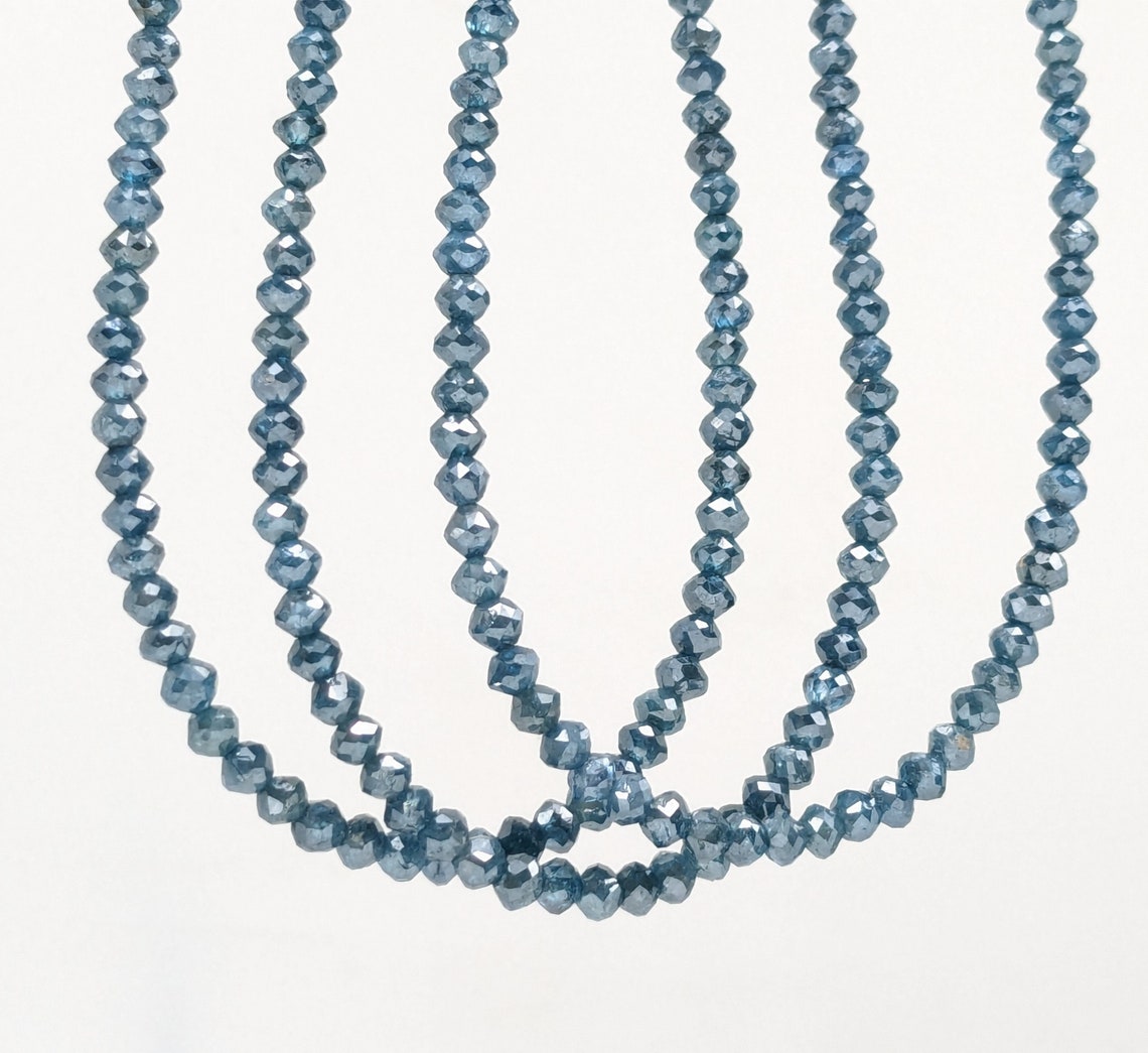 Elegant Blue Diamond bead 2.5 - 3.3 mm Super Top Quality Blue Diamond Faceted Rondelle Bead Diamond Necklace Diamond Jewelry Diamond Bead