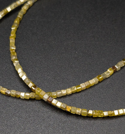 Sparkling Yellow Diamond Cube Bead Natural Multi Color Yellow Diamond Beads 1.5 - 2.5 mm Faceted Diamond Box Shape Beads