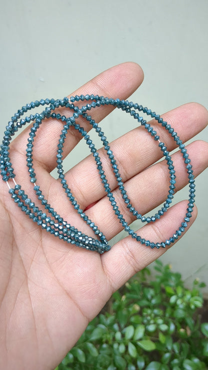 Blue Diamond Beads 3.1 - 3.3 mm Sparkling Blue Faceted Rondelle Diamond Beads 100 % Natural Blue Diamond Beads Personalized Jewelry