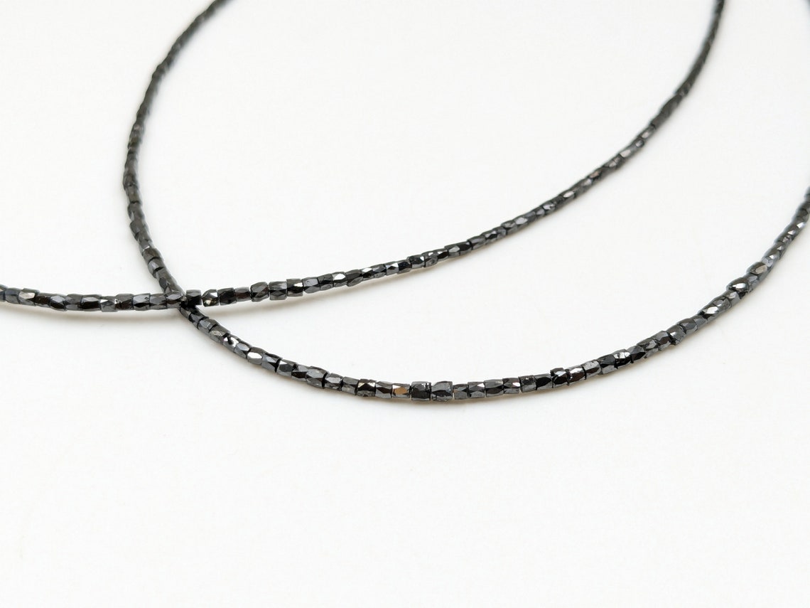 Black Diamond Beads 100 % Natural Faceted Tube Bead 1.3 - 2.5 mm Black Diamond Beads Necklace For Jewelry Making