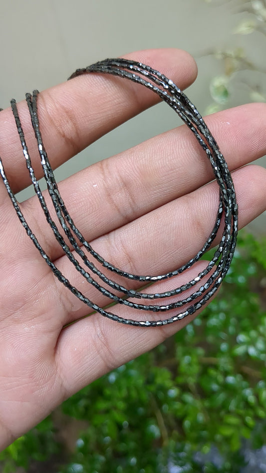 Black Diamond Beads 100 % Natural Faceted Tube Bead 1.3 - 2.5 mm Black Diamond Beads Necklace For Jewelry Making