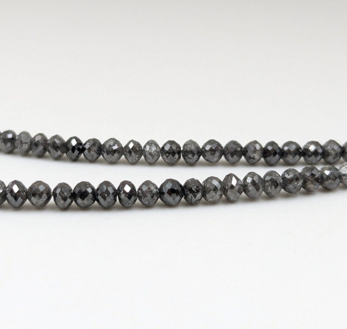 dark grey faceted round diamond bead 100% natural dark gray diamond bead christmas jewelry gift diamond necklace sparkling far diamond bead