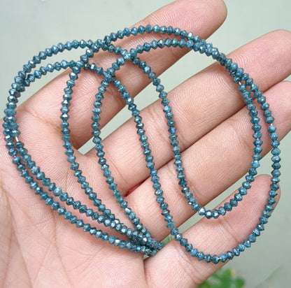 Blue Diamond Beads 3.1 - 3.3 mm Sparkling Blue Faceted Rondelle Diamond Beads 100 % Natural Blue Diamond Beads Personalized Jewelry