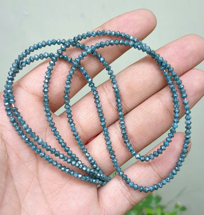 Blue Diamond Beads 3.1 - 3.3 mm Sparkling Blue Faceted Rondelle Diamond Beads 100 % Natural Blue Diamond Beads Personalized Jewelry