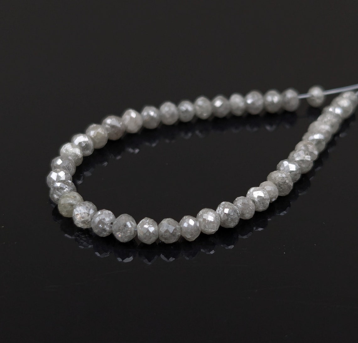 Gray Diamond Bead Top Quality Faceted Gray Diamond Balls 3 mm 100% Natural Grey Faceted Round Diamond Beads