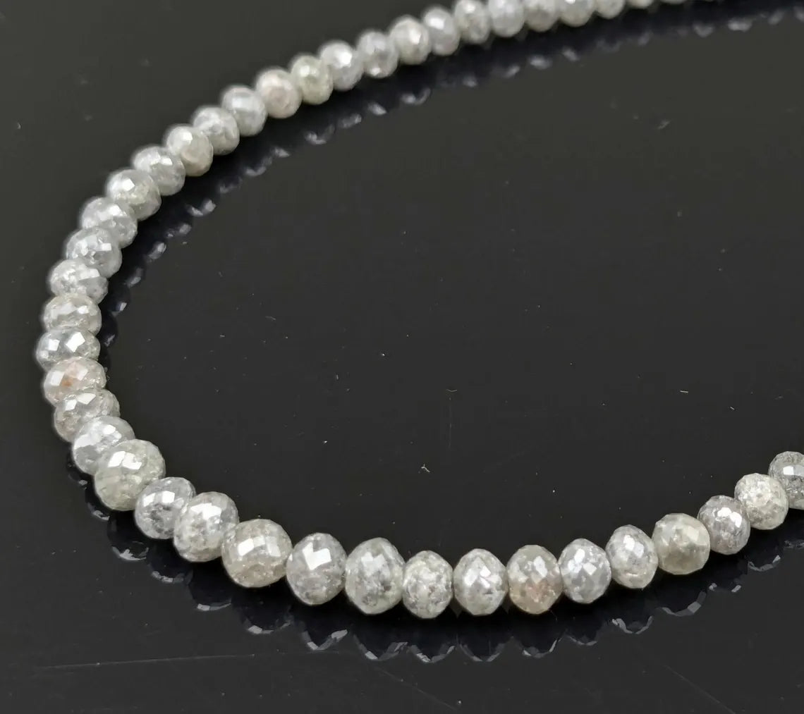 White Diamond Faceted Round 3 - 4.5 mm Faceted Round Beads Diamond Balls