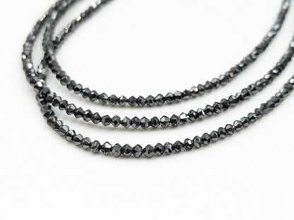 Black Diamond Beads 1.8 - 2.4 mm Faceted Rondelle Black Diamond Beads Top Quality 100% Natural Faceted Black Diamond Beads Christmas Gift