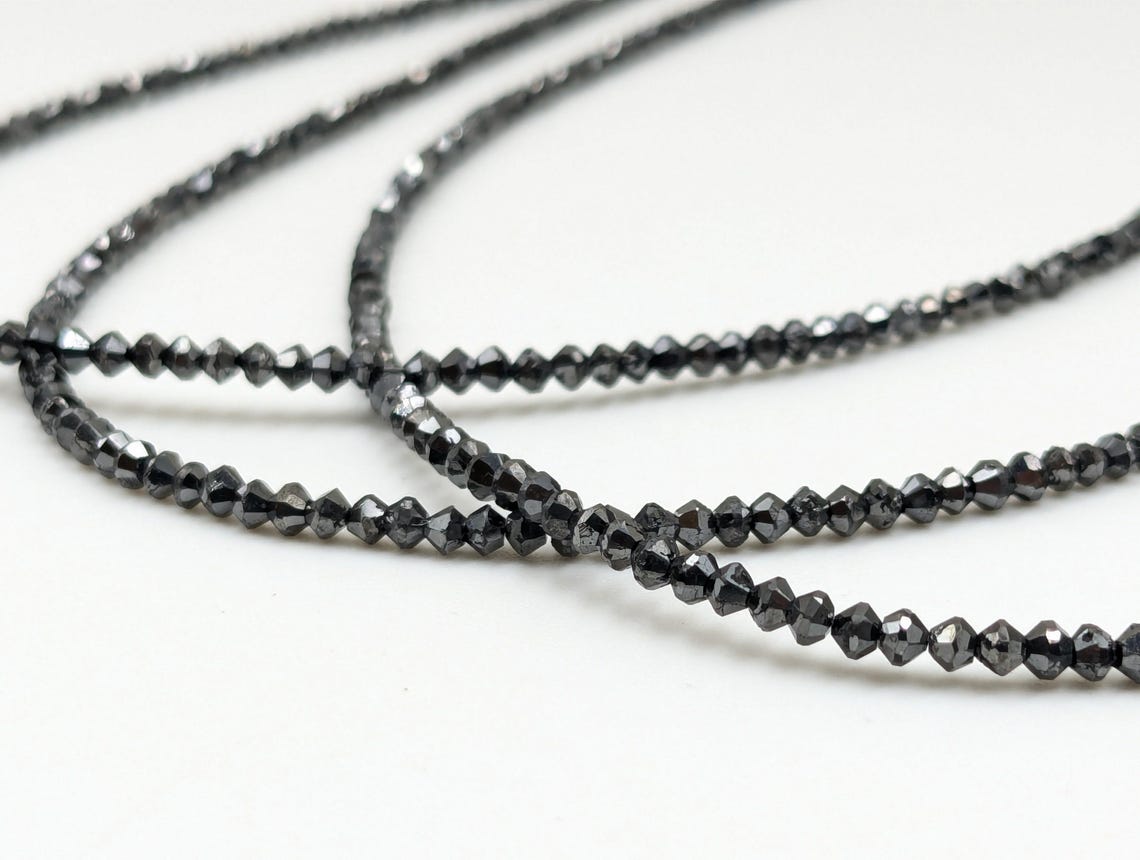 Black Diamond Beads 1.8 - 2.4 mm Faceted Rondelle Black Diamond Beads Top Quality 100% Natural Faceted Black Diamond Beads Christmas Gift