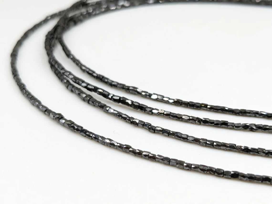 Black Diamond Beads Natural Faceted Tube Bead 1.3 - 2.5 mm Black Diamond Beads