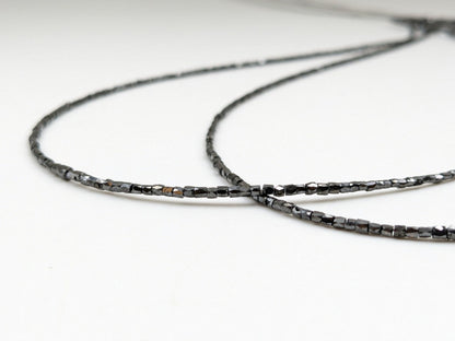 Black Diamond Beads 100 % Natural Faceted Tube Bead 1.3 - 2.5 mm Black Diamond Beads Necklace For Jewelry Making