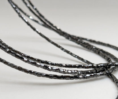 Black Diamond Beads 100 % Natural Faceted Tube Bead 1.3 - 2.5 mm Black Diamond Beads Necklace For Jewelry Making