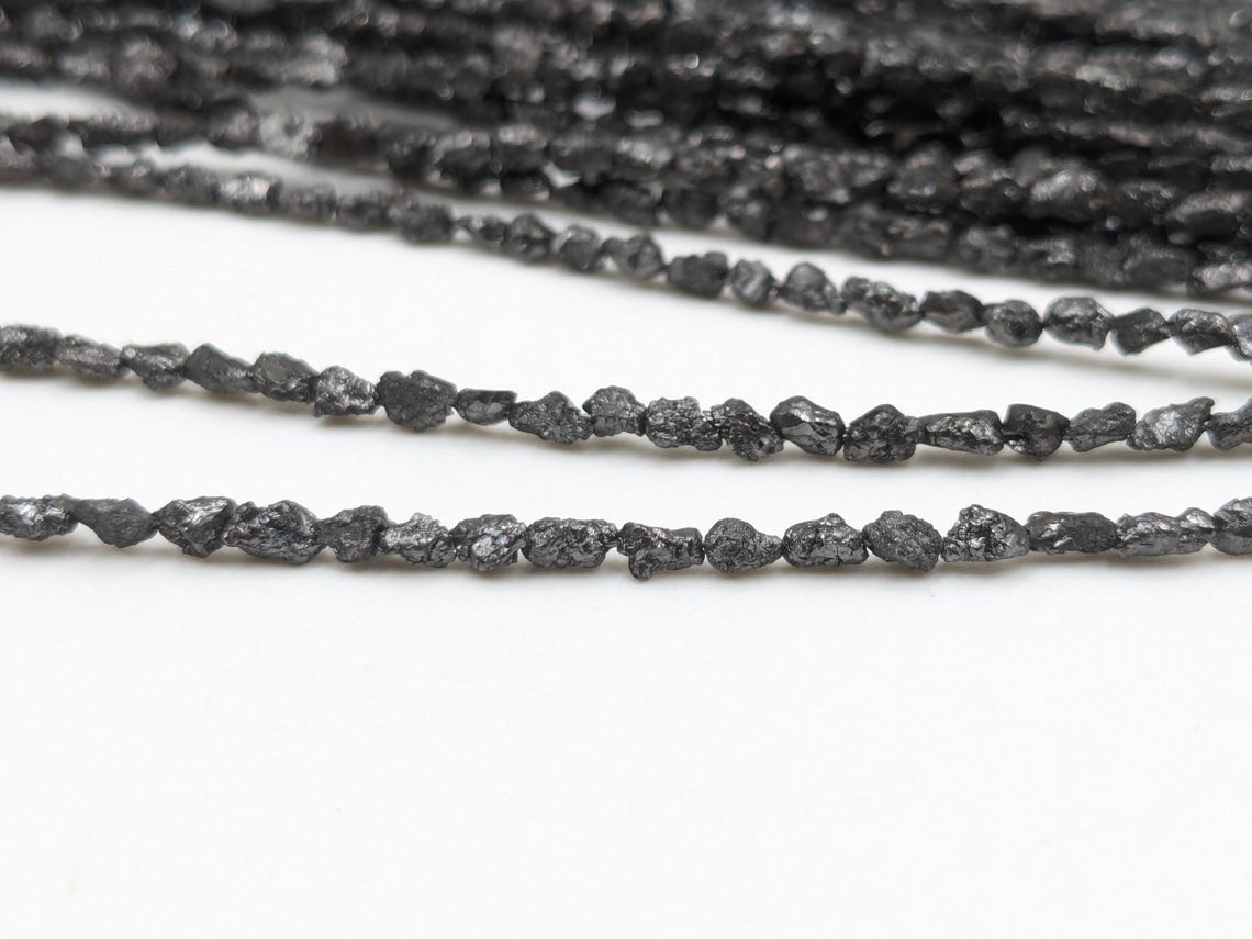 Black Diamond Beads 100% Natural Black Uncut Diamond Beads 2 - 3 mm Raw Rough Diamond Tumble Beads For Jewelry Making