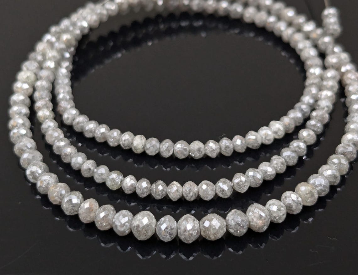 White Diamond Faceted Round Beads 3 - 4.5 mm Faceted Round Diamond Balls 100% Natural Elegant White Diamond Beads Personalized Jewelry