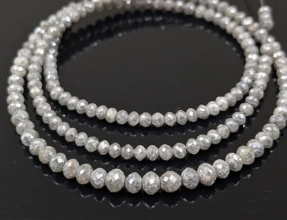 White Diamond Faceted Round 3 - 4.5 mm Faceted Round Beads Diamond Balls