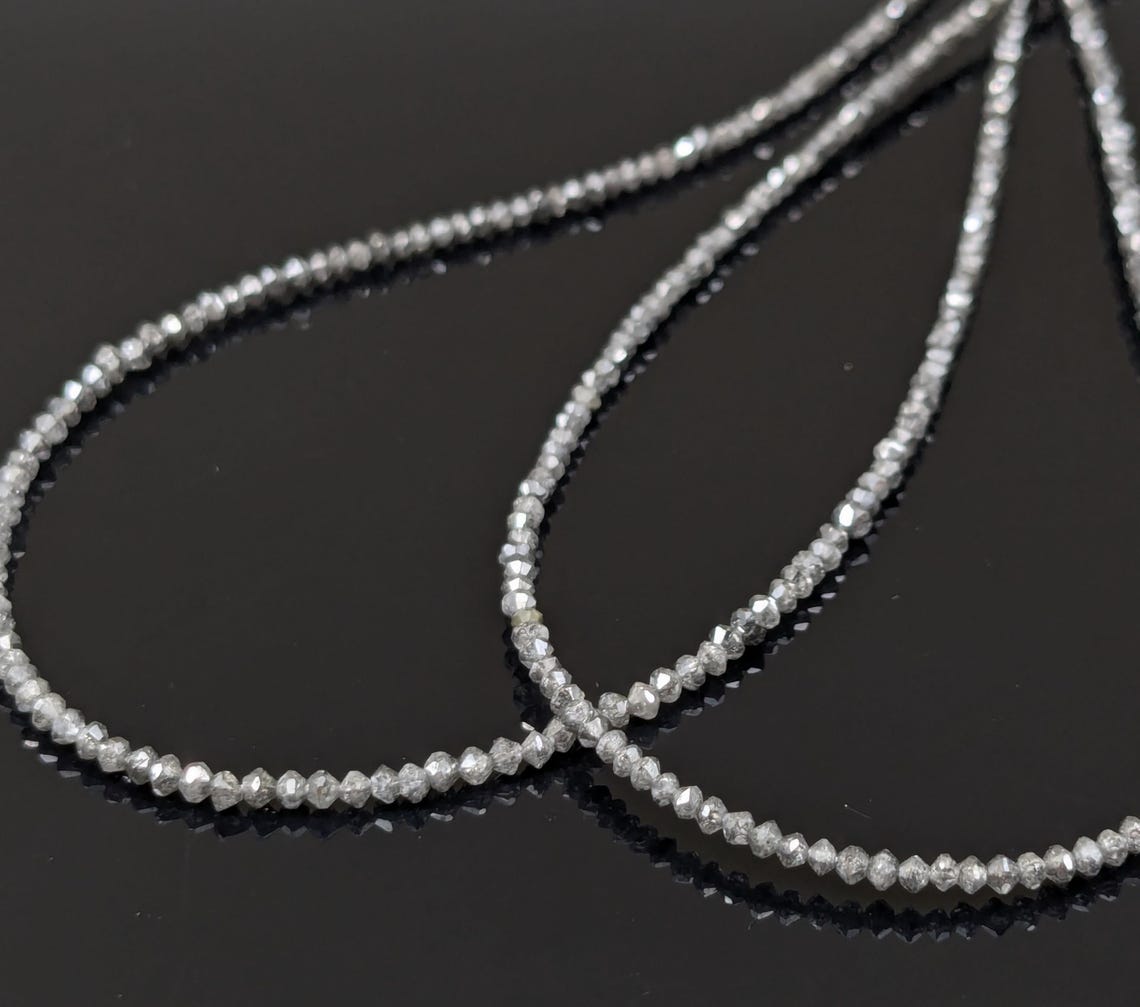 Dark Gray Diamond Bead Top Quality 100% Natural Grey Diamond Faceted Rondelle Bead Rare diamond necklace christmas gift diamond jewelry