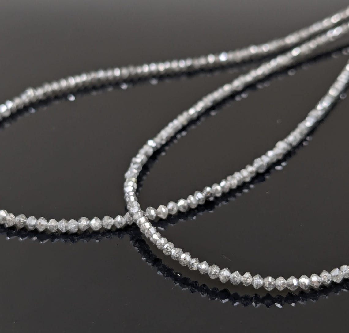 Dark Gray Diamond Bead Top Quality 100% Natural Grey Diamond Faceted Rondelle Bead Rare diamond necklace christmas gift diamond jewelry