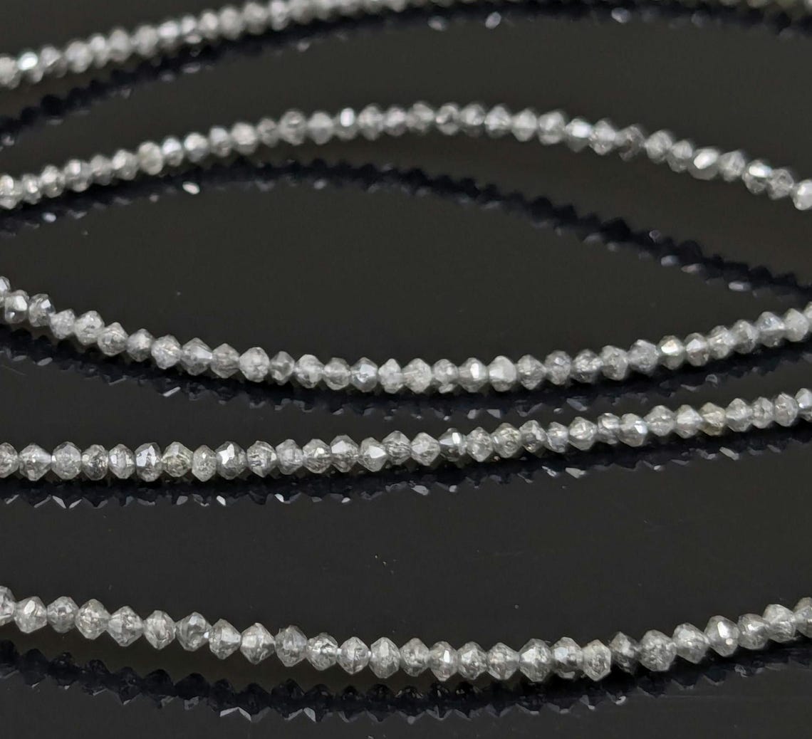 Dark Gray Diamond Bead Top Quality 100% Natural Grey Diamond Faceted Rondelle Bead Rare diamond necklace christmas gift diamond jewelry