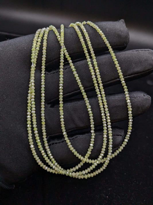 Rare Green Diamond Faceted Rondelle Beads Fancy Parrot Green color Diamond Beads 1.8 - 2.2 mm Green Diamond Beads