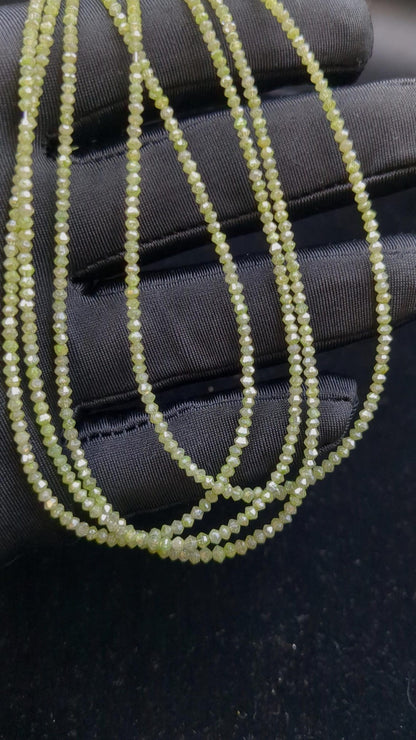 Rare Green Diamond Faceted Rondelle Beads Fancy Parrot Green color Diamond Beads 1.8 - 2.2 mm Green Diamond Beads