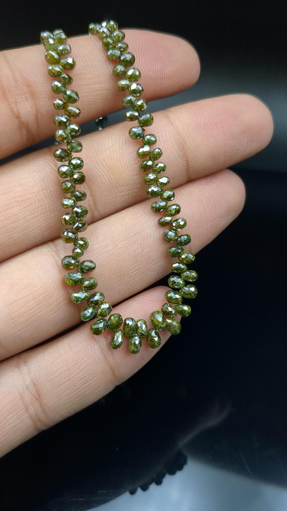 100% Natural Green Diamond Beads Drops 3 - 4 mm Faceted Teardrop Diamond Briolette Beads Elegant Green Diamond Beads Personalized Jewelry