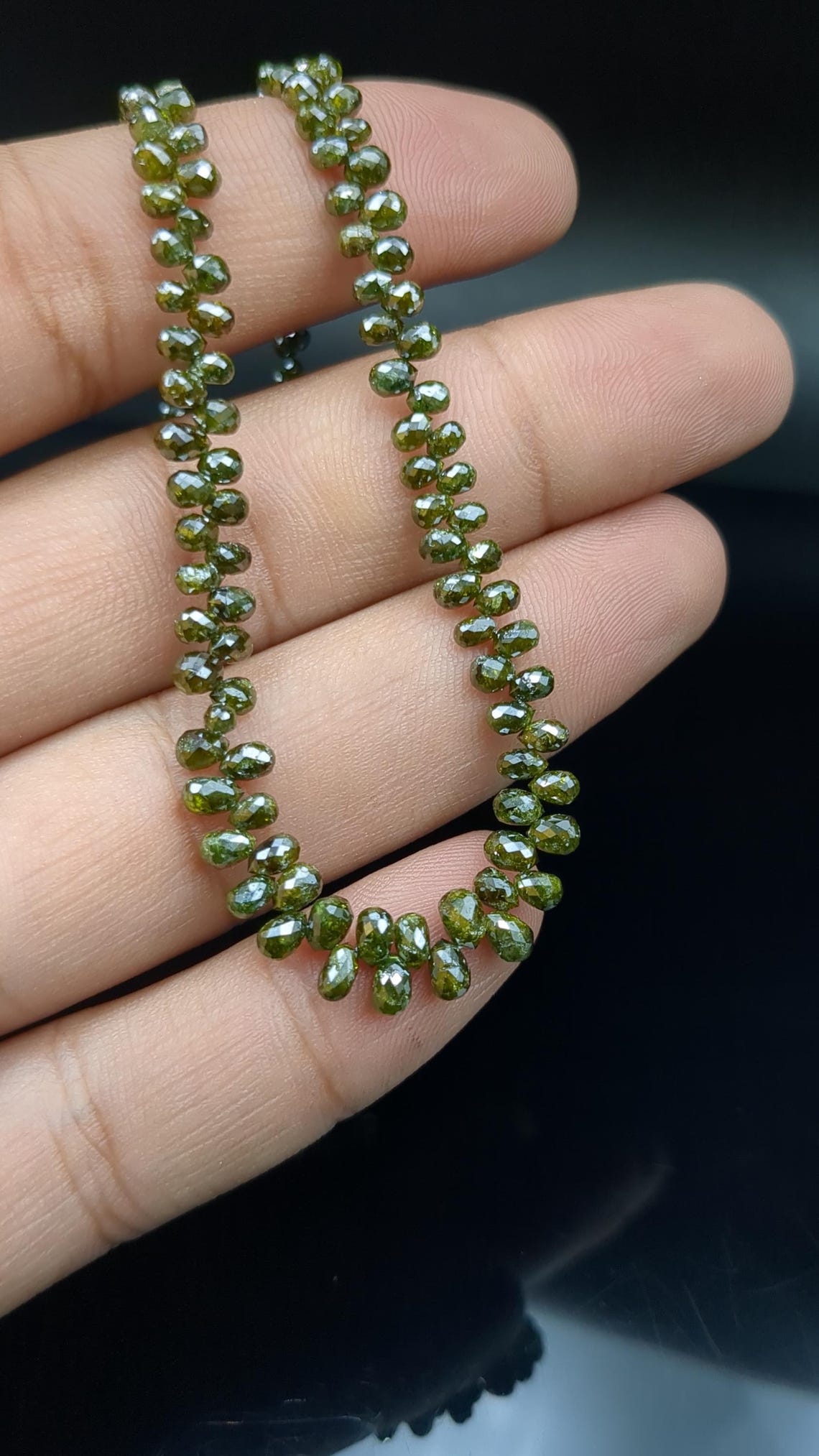 100% Natural Green Diamond Beads Drops 3 - 4 mm Faceted Teardrop Diamond Briolette Beads Elegant Green Diamond Beads Personalized Jewelry