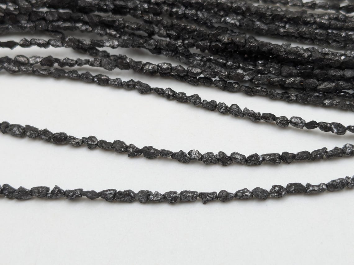 Black Diamond Beads 100% Natural Black Uncut Diamond Beads 2 - 3 mm Raw Rough Diamond Tumble Beads For Jewelry Making