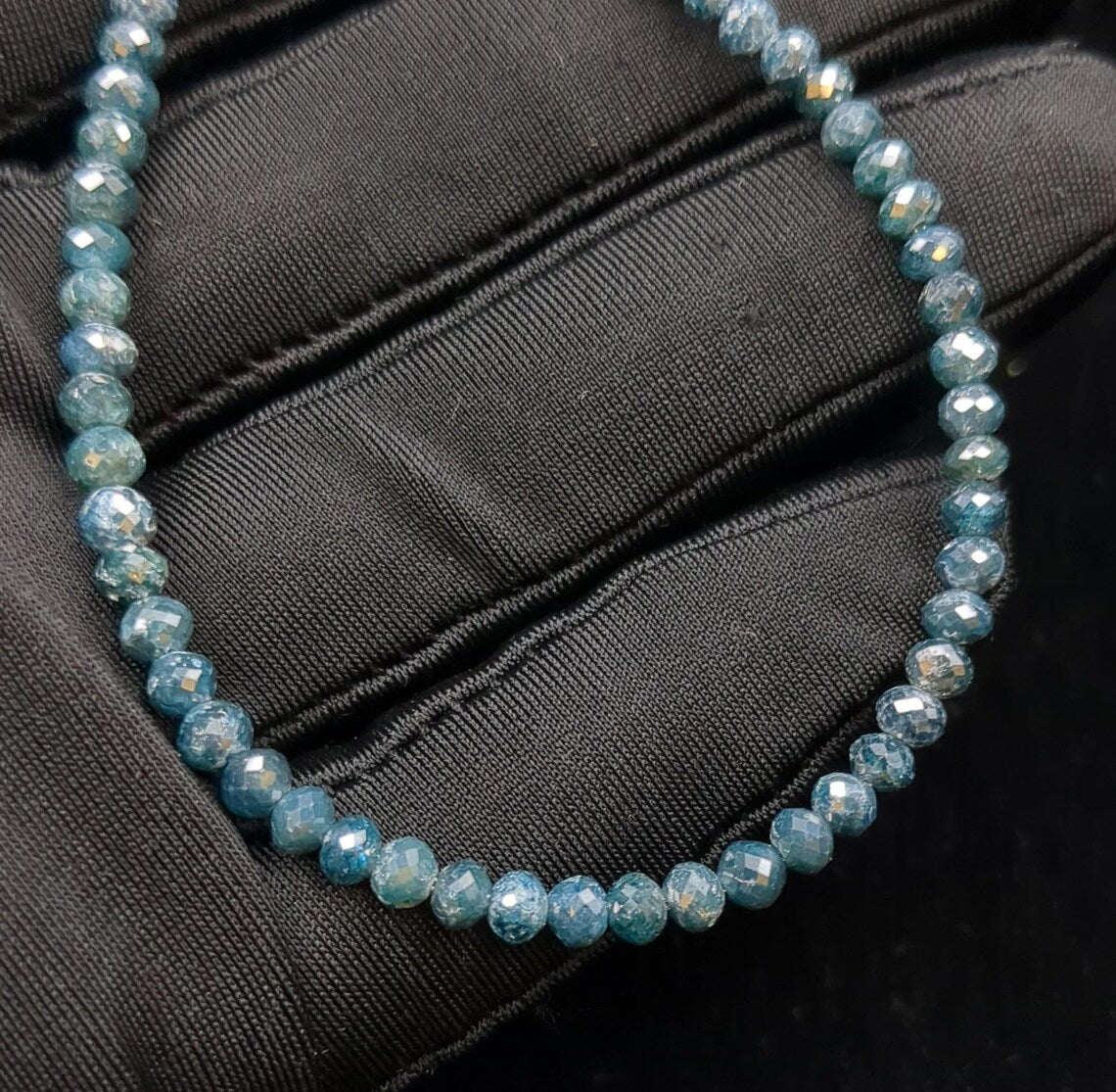 Blue Diamond Bead AAA+ Top Quality Blue diamond Faceted Round bead 3.5 - 4.5 mm sparkling Blue Diamond Bead necklace jewelry christmas gift