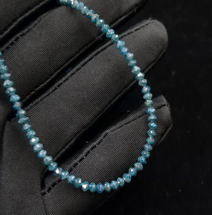 Blue Diamond Beads 3.1 - 3.3 mm Sparkling Blue Faceted Rondelle Diamond Beads 100 % Natural Blue Diamond Beads Personalized Jewelry