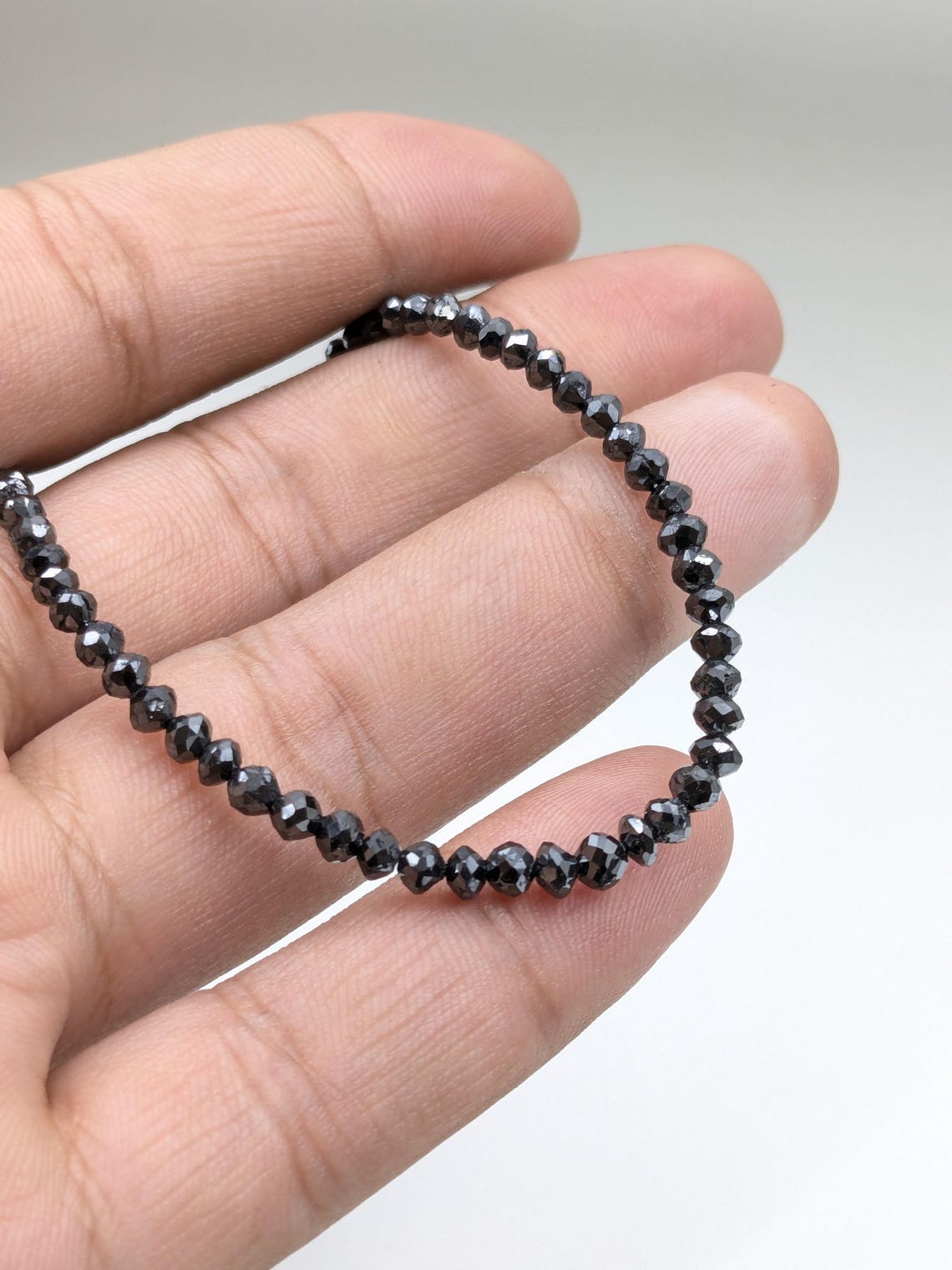 BEST Quality Black Diamond Beads Sparkling Faceted Rondelle Diamond Beads 100% Natural 3.2 - 4 mm Faceted Black Diamond Beads